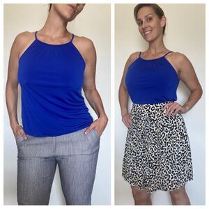 Express Blouse Royal Blue Sleeveless Small Office Preppy Bright Classy